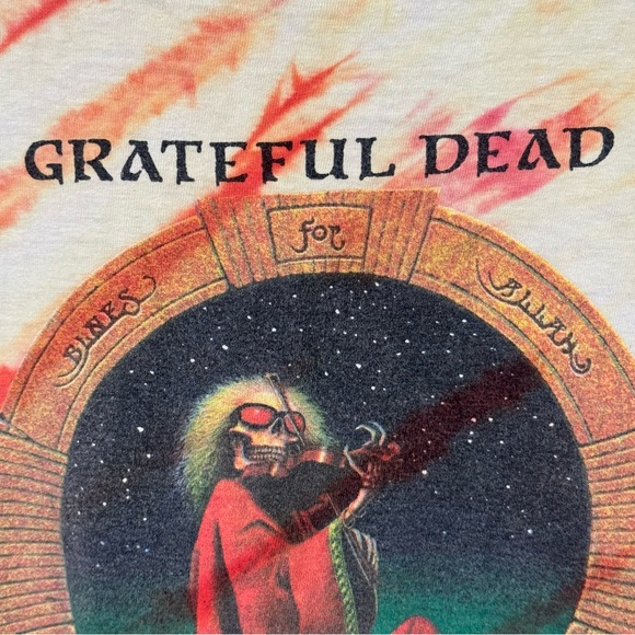 Grateful Dead Vintage 1987 “Blues for Allah” Orange and White Tie Dye Tee Size L - Picture 2 of 7